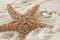 Starfish and shell on sandy beach