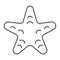 Starfish thin line icon, animal and underwater,