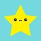 Starfish toy icon. Cute kawaii cartoon funny baby character. Sea ocean animal collection. Yellow star. Flat design. Kids print.