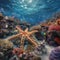 starfish under crystal clear water in the caribbean GENERATIVE AI