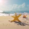 starfish under crystal clear water in the caribbean GENERATIVE AI