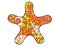 Starfish - vector linear full color illustration. Ocean animal - multicolored starfish with patterns. Template for stained glass,