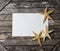 Starfish in wooden with white card