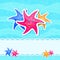 Starfishes at Blue Sea Background Card