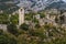 Stari Bar fortress in Bar in front of a mountain range - a popular tourist attraction, Montenegro