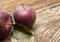 Stark apples on wooden background