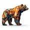 Stark And Colorful Algorithmic Art: Unique Bear Illustration In Sumatraism Style