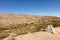 Stark dry southern California desert with blue sky, lonely empty and desolate, adventure hiking camping solitude, peaceful