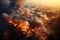 A stark image of a forest ravaged by a wildfire. Shown from a drone perspective charred trees and blackened earth