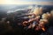 A stark image of a forest ravaged by a wildfire. Shown from a drone perspective charred trees and blackened earth