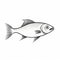 Stark And Simple Fish Drawing: Silver And Black Graphic Illustration