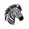 Stark Zebra Head Vector Photo: Dark Outline Logo Silhouette