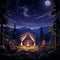 Starlight Sanctuary: A Nighttime Campsite Illuminated by a Thousand Stars