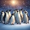 Starlit Arctic Christmas Penguins: Caroling Beneath a Radiant Star