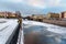 Staro-Nikolsky Bridge across the Kryukov Canal in winter. Saint Petersburg, Russia