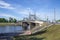 Starovolzhsky Bridge and Volga River embankment. Tver, Russia