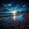 Starry beach symphony Waves compose natures melody upon sandy shore at night