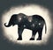 Starry Crystal Elephant in Vintage Poster Style (AI Generated