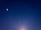 Starry dawn sky with full moon