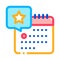 Starry day on calendar icon vector outline illustration