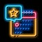 starry day on calendar neon glow icon illustration