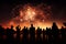 Starry explosions People watch in silhouette as fireworks light up