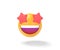 Starry eyed emoji icon. red stars for eyes excited emoticon with open smile 3D illustration
