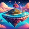 Starry Haven: AI-Generated Island Portraits in a Galaxy Rainbow Cloud