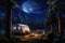 Starry Night Camping. Embracing Nature's Symphony in the Peaceful Forest Surroundings