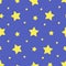 Starry night in cartoon style seamless pattern. Vector background with stars in the sky for children