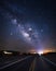 Starry night and Milky Way over Death Valley Highway 190
