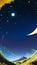 Starry night Moon Mountain creative background illustration