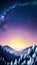 Starry night Moon Mountain creative background illustration