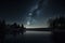 Starry Night Over Serene Lake: A Glimpse of the Milky Way, ai generative