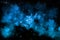 Starry night sky background with blue nebula