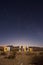 Starry night sky over a derelict house in the middle of the desert near Uspallata, Mendoza, Argentina