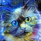 Starry Night Style Impressionist Tabby Cat Portrait Painting