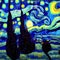 Starry Night in Vincent van Gogh Style, Generative AI Illustration
