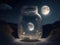 Starry Night Wonder: Moon Encased in Glass