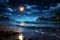 Starry shoreline Waves cascade onto sandy beach beneath a celestial canopy at night