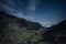 Starry sky above famous Transfagarasan mountain road