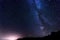 Starry sky, milky way, beautiful landscape, night time, Belarus