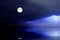 Starry sky moon on bright   blue starrs flares light cosmic background