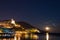 Starry sky and moonlight at glowing Cervo, Ligurian Riviera, Italy