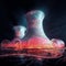 Starry Sky Plume: Smoke spirals skyward from a celestial nuclear plant., generative ai