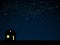 Starry Sky. Stars Dark Sky. Night Houses.