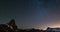 Starry sky Time Lapse over the majestic Matterhorn Cervino mountain peak and the Monte Rosa glaciers, italian side