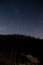 Starry sky and the wooden footbridge in the forest