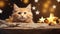 Starry Whiskers: Christmas Cat Basks in Bokeh Starlight Wonderland