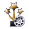 Stars award and film reel icon, flat design
